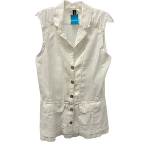 ONZ White Linen Sleeveless Button Down Tunic